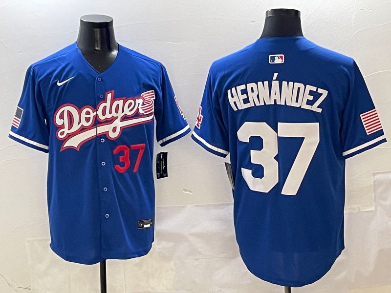 Men Los Angeles Dodgers #37 Hernandez Blue Second generation Joint Name Nike 2025 MLB Jersey style 3->los angeles dodgers->MLB Jersey